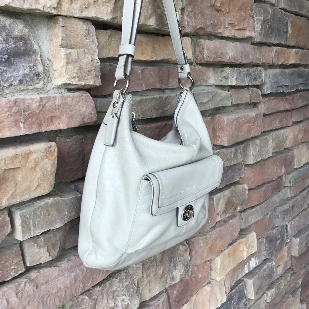 COACH Penelope Gray Pebble Leather Hobo Bag F19045 - Picture 2 of 8